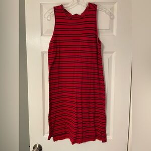 Red and navy striped tank dress, size M, 100% cotton